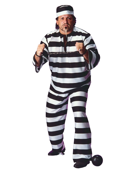 Plus Size Convict Man Costume For Adult