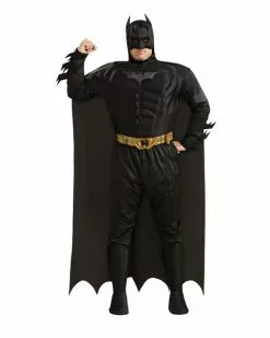 Plus Size Deluxe Dark Knight Muscle Chest Batman Costume For Adu
