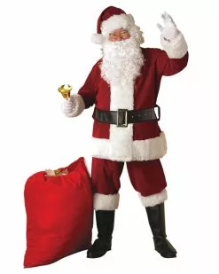 Extra Large Crimson Regency Plush Santa Suit Costume For Adult