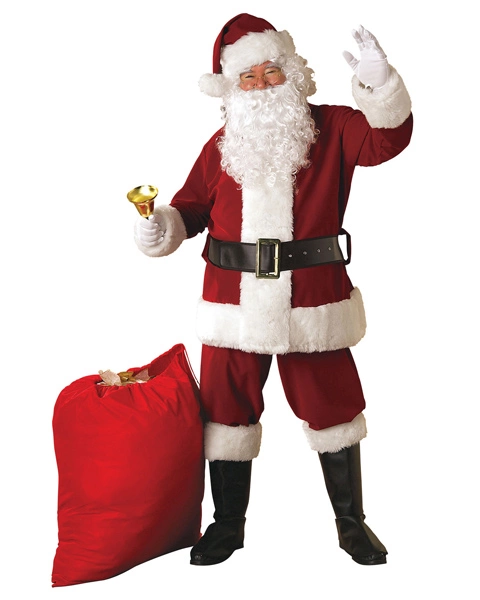 Extra Large Crimson Regency Plush Santa Suit Costume For Adult