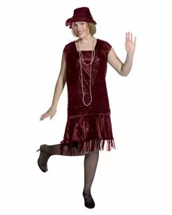 Plus Size Gatsby Girl Burgundy Costume For Adult