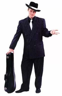 Black Zoot Suit W/ White Pin Stripe Adult Costume: Size 52