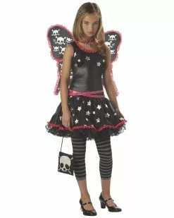 Tween Skulls And Stars Gothic Fairy Costume