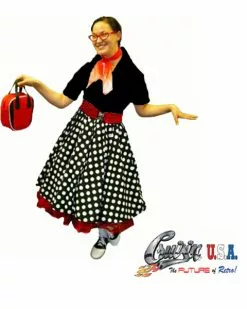 Plus Size Black And White Polka Dot Complete Outfit Costume For