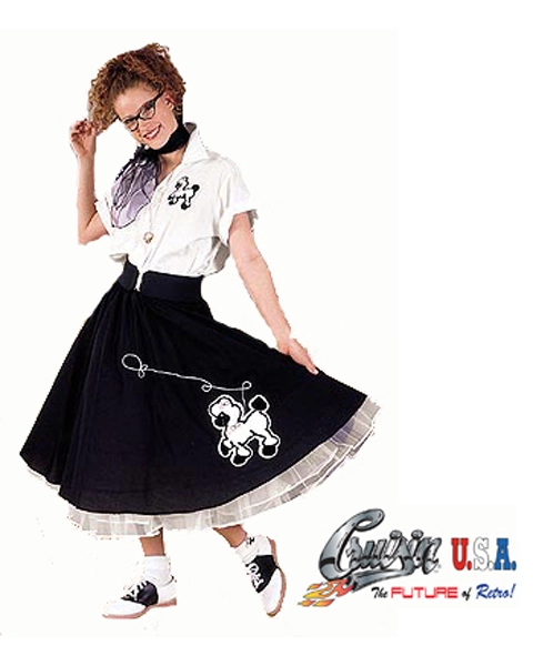 Plus Size Black And White Complete Poodle Outfit Costume For Adu